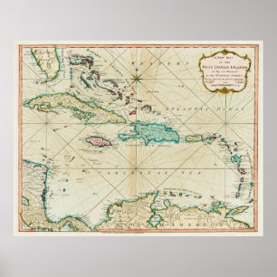 Vintage Caribbean Map (1795) Poster
