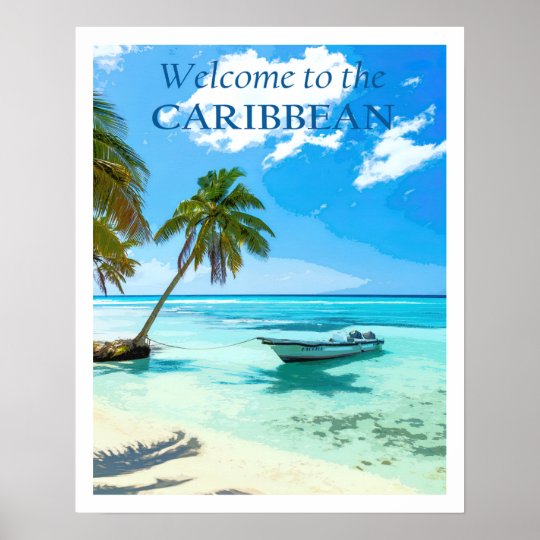 Welcome to Cuba Cuban Girl Beach  Caribbean Vintage Travel Art Poster Print 