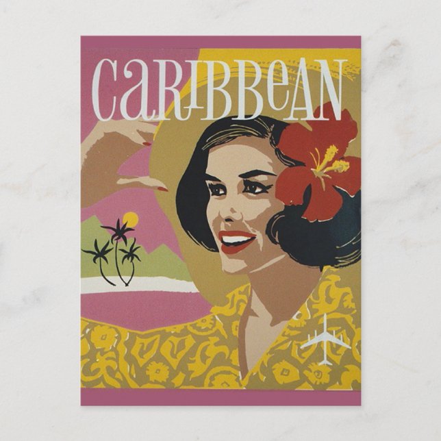 Vintage Caribbean Vacation Tourism Travel Postcard (Front)