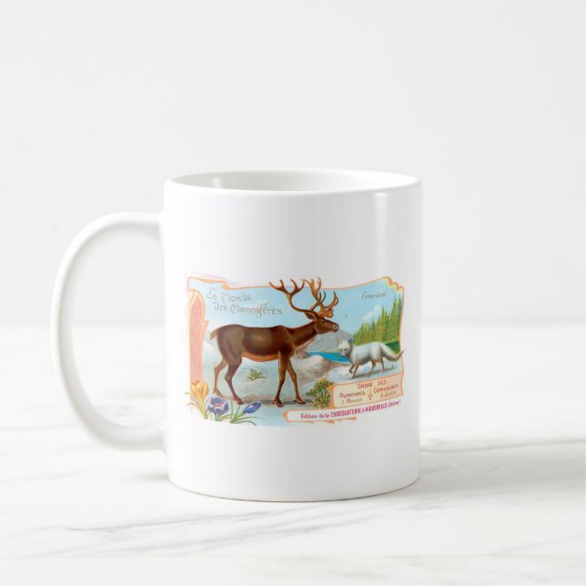 Vintage Caribou (Reindeer) and Arctic Fox Coffee Mug (Left)
