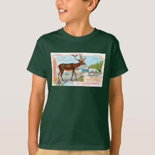 Vintage Caribou (Reindeer) and Arctic Fox T-Shirt