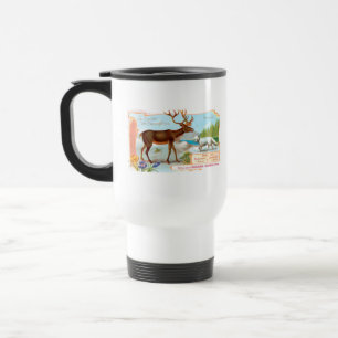 Vintage Caribou (Reindeer) and Arctic Fox Travel Mug