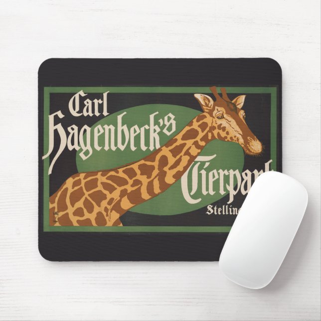 Vintage Carl Hagenbeck's Tierpark Circus Poster Mouse Mat (With Mouse)