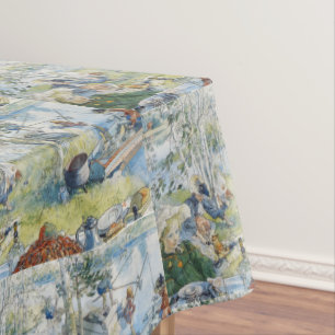 Vintage Carl Larsson Cray Fishing With The  Family Tablecloth