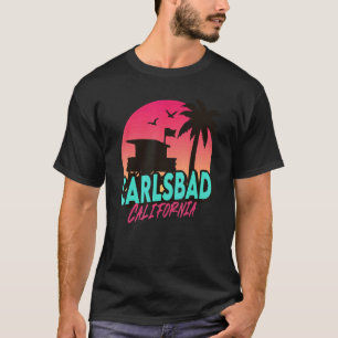 Vintage Carlsbad California Beach Palm Trees Ca Re T-Shirt