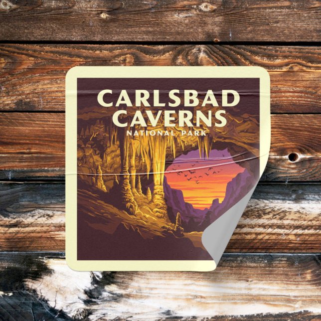 Vintage Carlsbad Caverns National Park Square Sticker (Creator Uploaded)