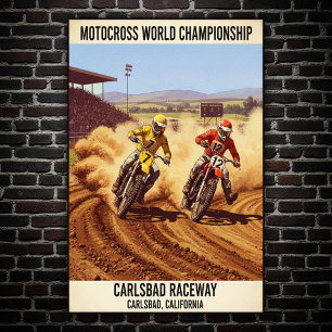Vintage Carlsbad Raceway Motocross Wall Poster