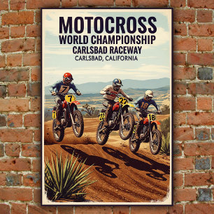 Vintage Carlsbad Raceway Motocross Wall Poster
