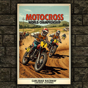 Vintage Carlsbad Raceway Motocross Wall Poster