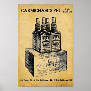 Vintage Carmichaels Pet Whiskey Print - Sign