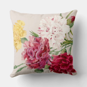 Vintage Carnation Floral illustration Cushion