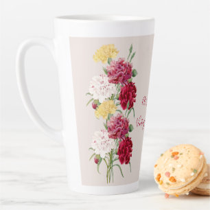 Vintage Carnation Floral illustration Latte Mug