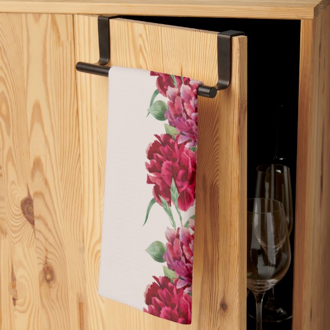 Vintage Carnation Floral illustration Tea Towel (Thirds Fold)