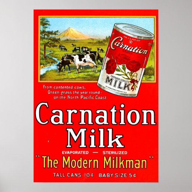 Vintage Carnation Milk Retro Poster (Front)