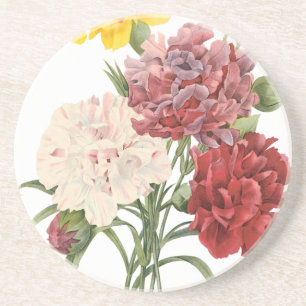 Vintage Carnations Dianthus Garden Flowers Redoute Coaster