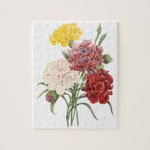 Vintage Carnations Dianthus Garden Flowers Redoute Jigsaw Puzzle