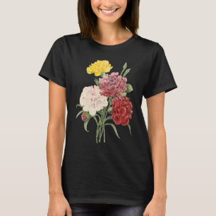 Vintage Carnations Dianthus Garden Flowers Redoute T-Shirt