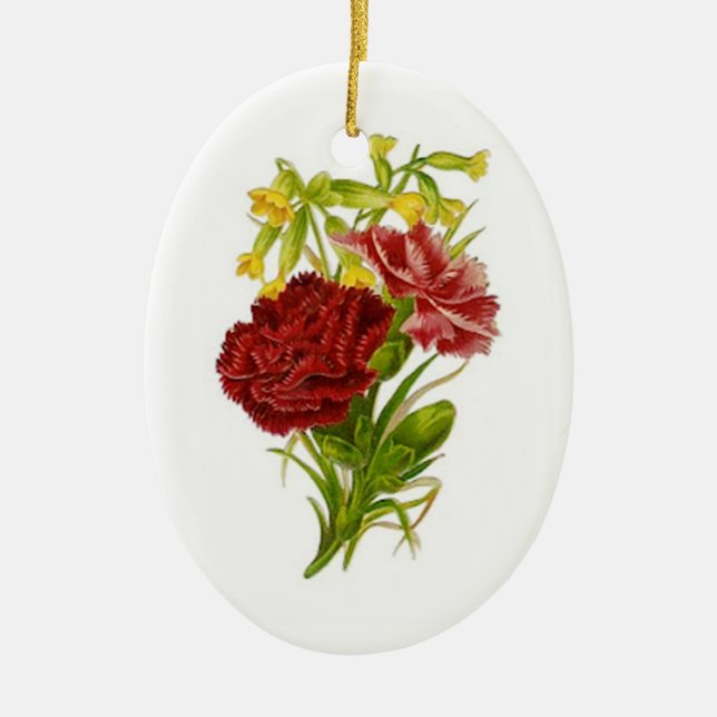 Vintage Carnations Ornament (Front)