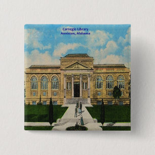 Vintage Carnegie Library Anniston Alabama 15 Cm Square Badge