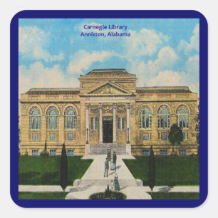 Vintage Carnegie Library Anniston Alabama  Square Sticker
