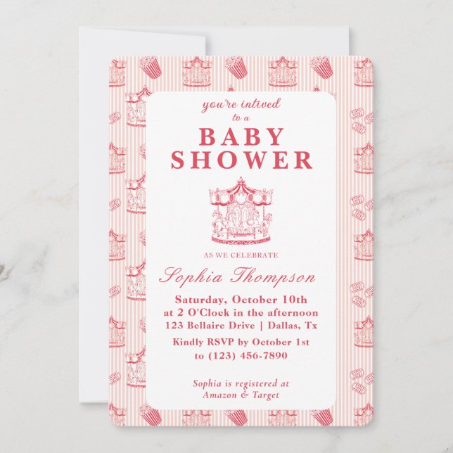 Vintage Carnival Baby Shower Invitation (Front)