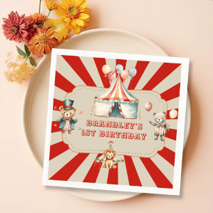 Vintage Carnival Circus & Animals Birthday Napkin