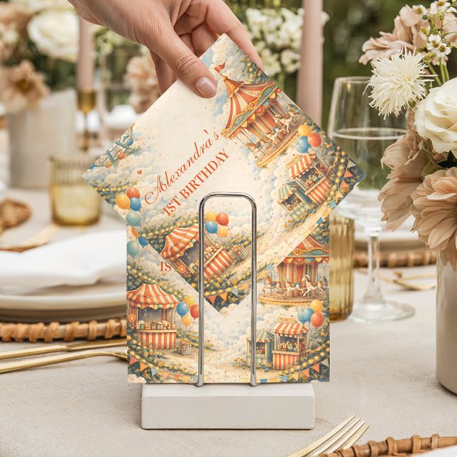 Vintage Carnival Circus Birthday Napkin (Creator Uploaded)