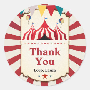 Vintage Carnival Circus Boy Girl Birthday Classic Round Sticker