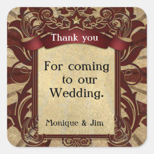 Vintage Carnival Circus Elegant Wedding Favour Square Sticker