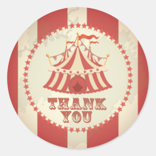 Vintage Carnival, Circus Tent, Thank You Sticker