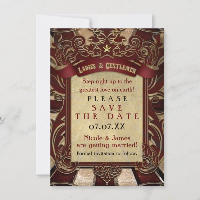Vintage Carnival Elegant Save The Date Invitation (Front)