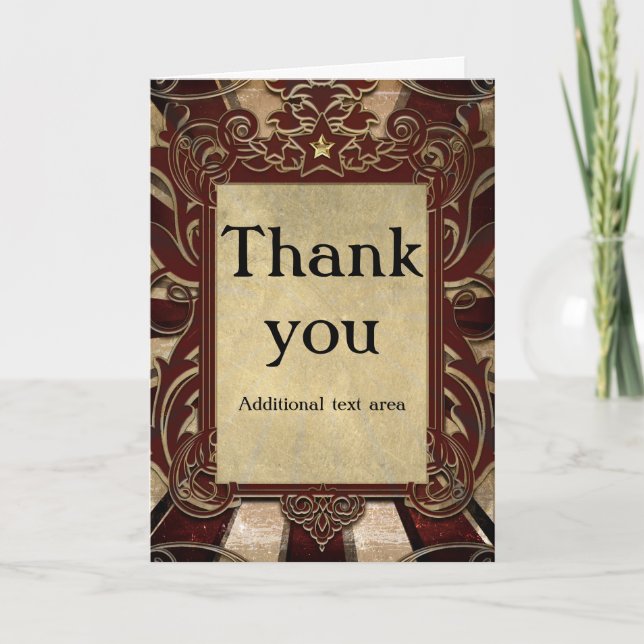 Vintage Carnival Elegant Thank You Fold Card (Front)