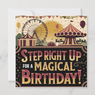 Vintage Carnival Extravaganza Birthday Design Card