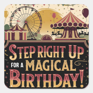 Vintage Carnival Extravaganza Birthday Design Square Sticker