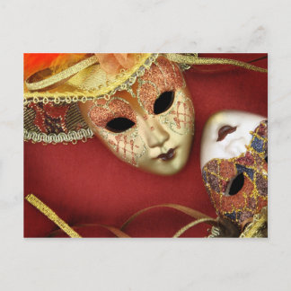 Vintage carnival masks postcard