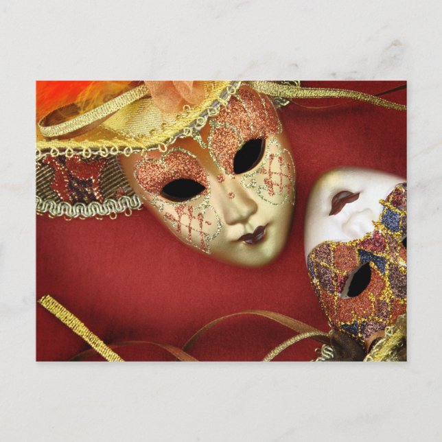 Vintage carnival masks postcard (Front)