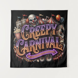 Vintage Carnival Neon Spooky Halloween Tapestry