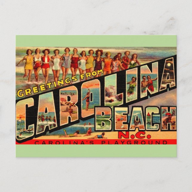Vintage Carolina Beach NC Postcard (Front)