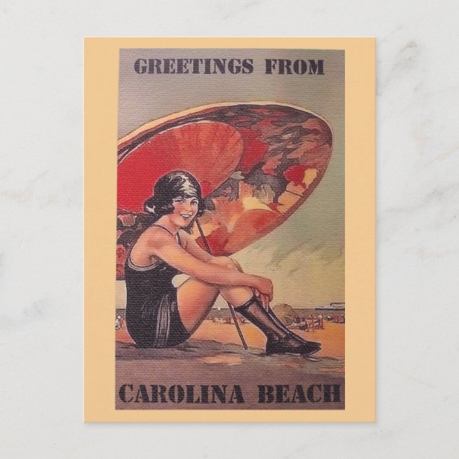 Vintage Carolina Beach North Carolina Travel Postcard (Front)