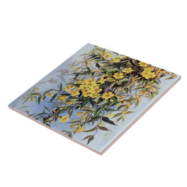 Vintage Carolina Jessamine Yellow Flowers Floral Tile (Side)