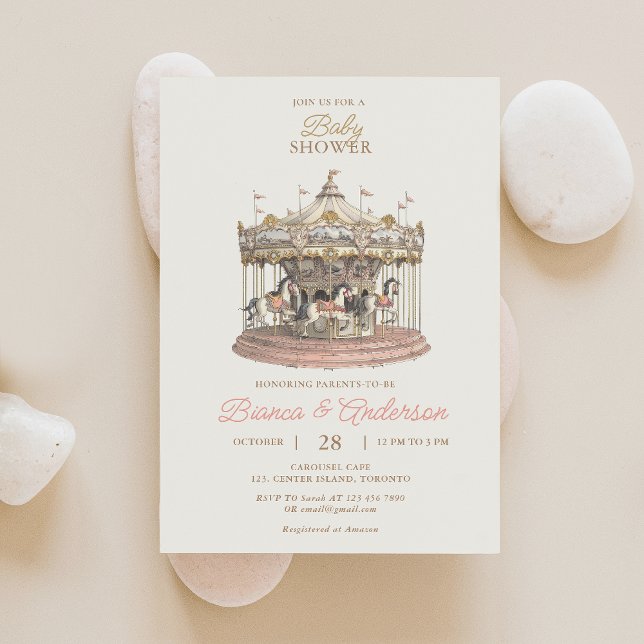 Vintage Carousel Baby Shower Invite 3 (Creator Uploaded)