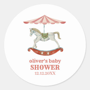 Vintage Carousel Carnival Circus Baby Shower Classic Round Sticker