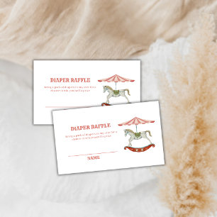 Vintage Carousel Circus Diaper Raffle Baby Shower  Enclosure Card