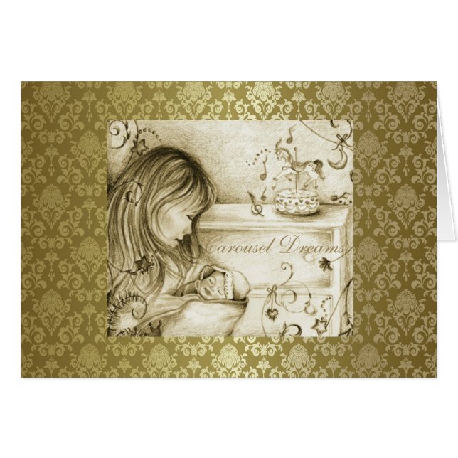 Vintage Carousel Dreams Gold Damask (Front Horizontal)
