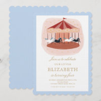 Vintage Carousel Horse Birthday Invitation