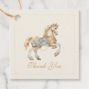 Vintage Carousel Horse Blue Baby Shower Thank You Favour Tags