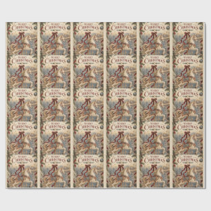 Vintage Carousel Horse Christmas , Elegant Holiday Wrapping Paper