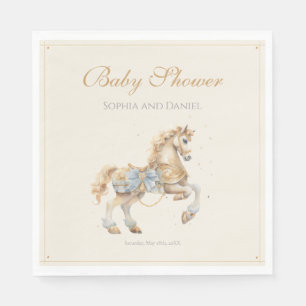 Vintage Carousel Horse Watercolor Baby Shower Napkin
