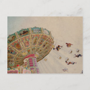 Vintage carousel in Paris Postcard