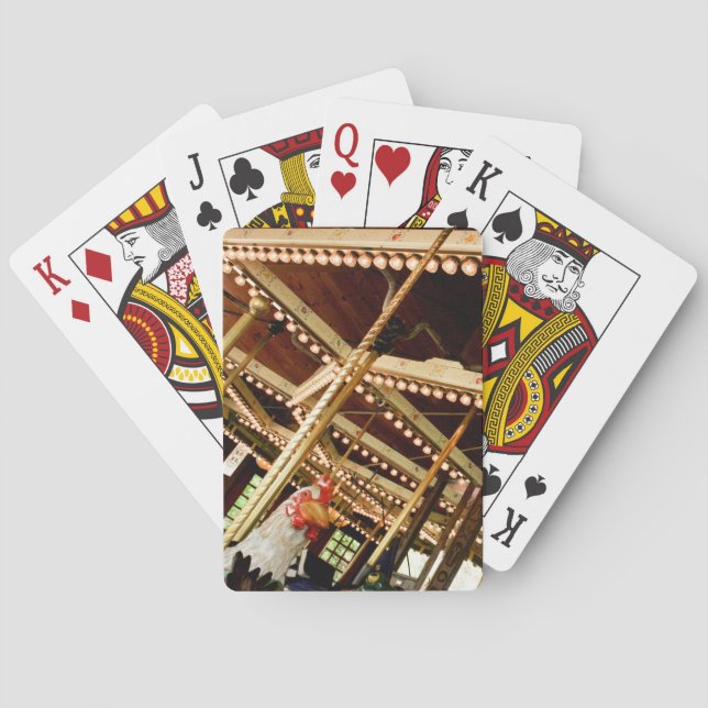 Vintage Carousel Rooster Classic Playing Cards (Back)